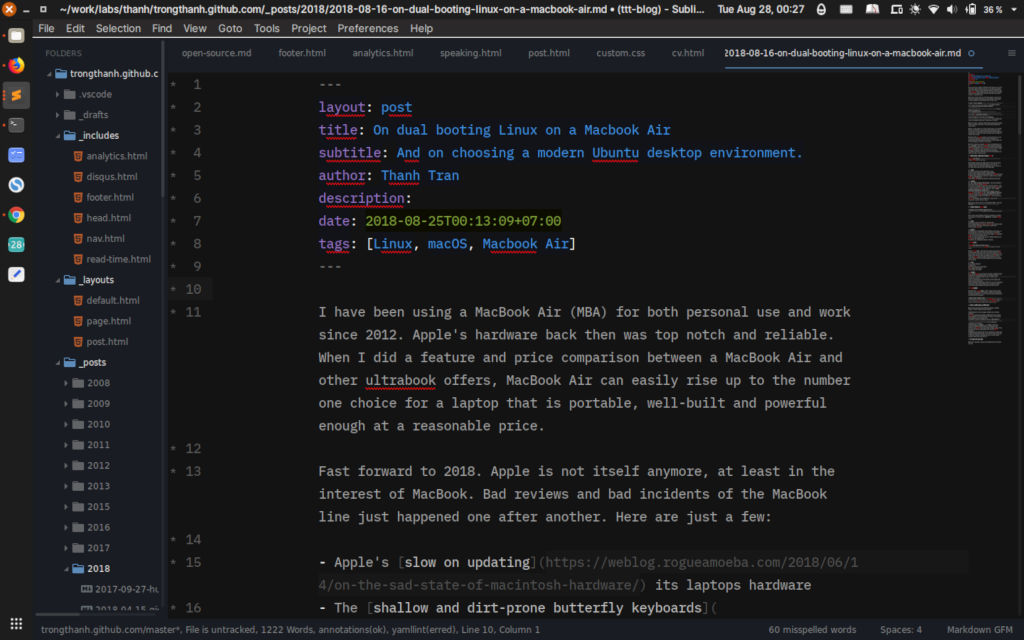 My Ubuntu desktop with Unite extension