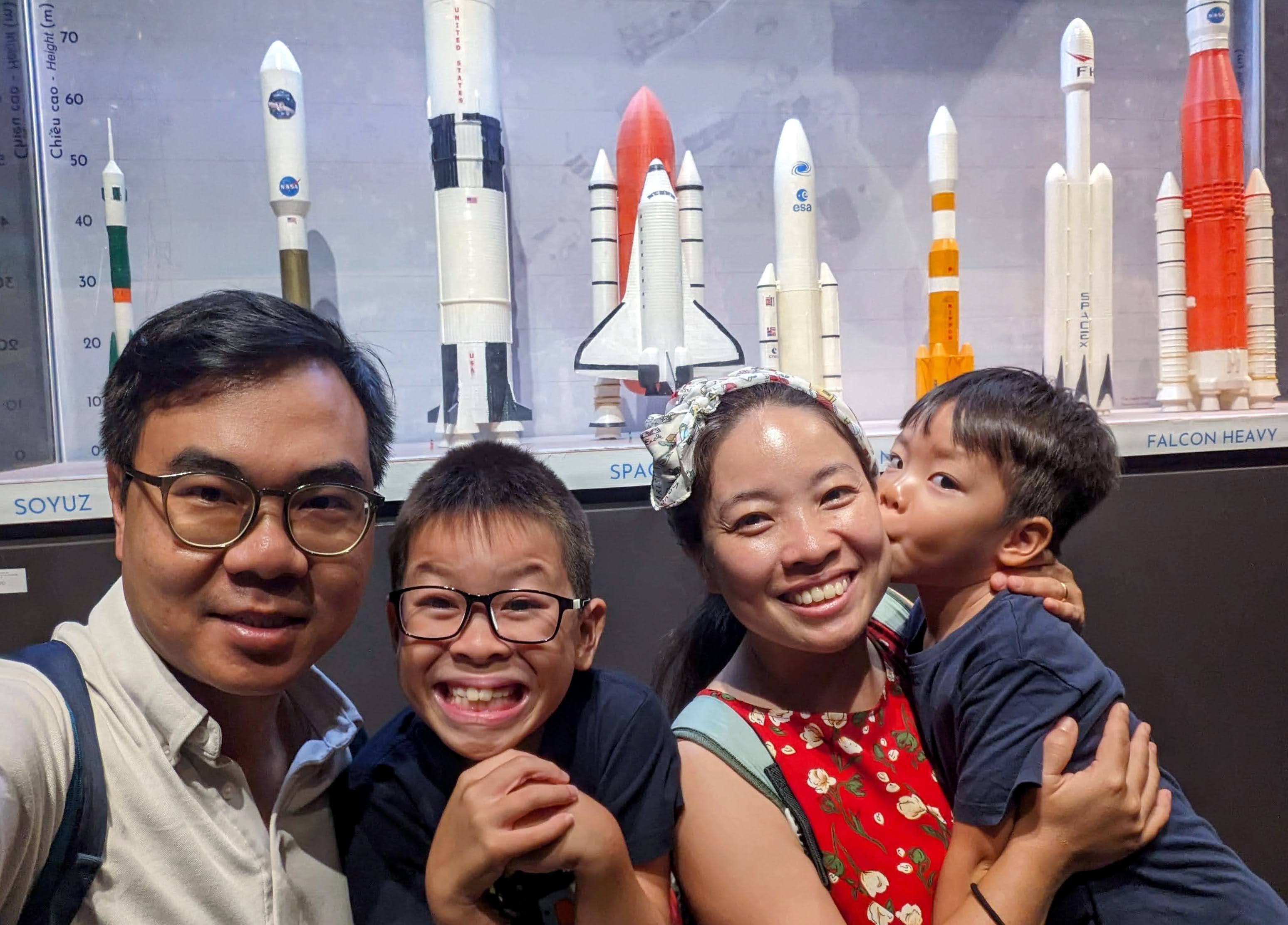 selfie of my family at Quy Nhon Explora Science center
