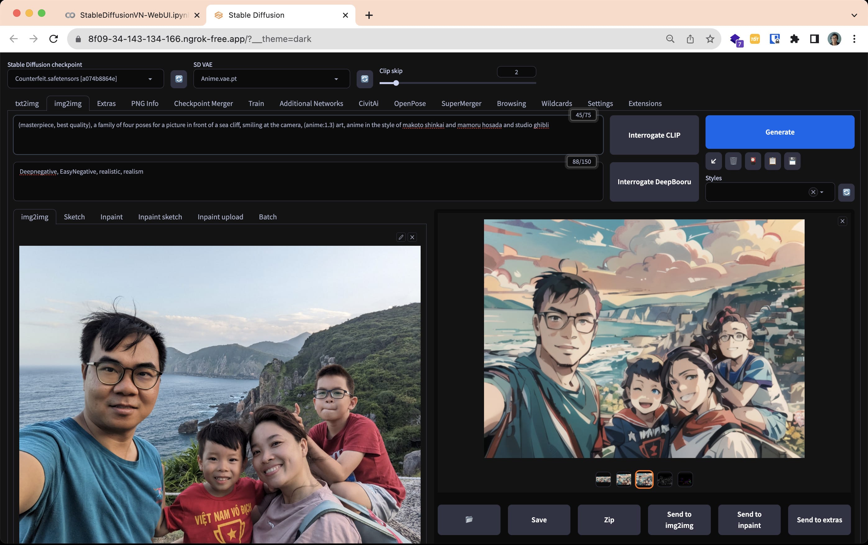 screenshot of my testing out StableDiffusion image generation