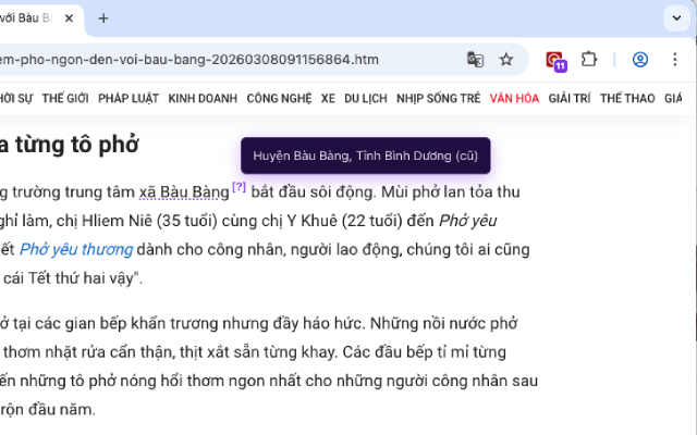 Tính năng tự động chú thích tên phường xã mới trên trang tin tức