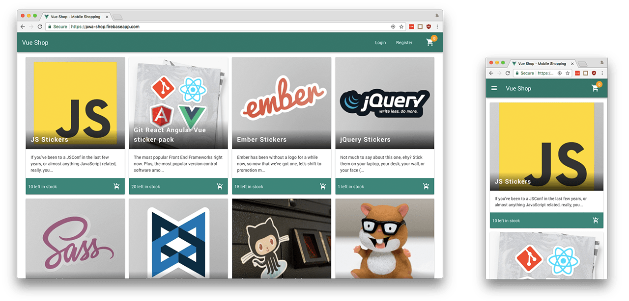 VueJS Shopping Cart screenshot